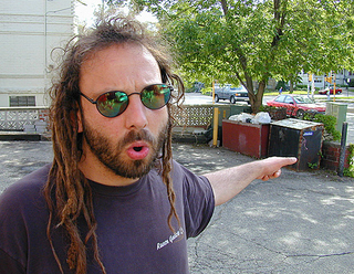 Lyle Kelso points out the site of Monday's seriously freaky dude-whaling.